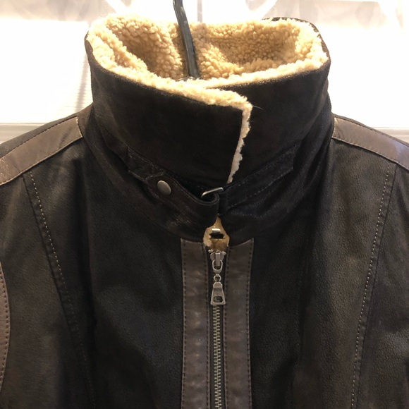 Danier Vintage Dark Brown Leather Sherpa Lined Jacket XL - Picture 11 of 14